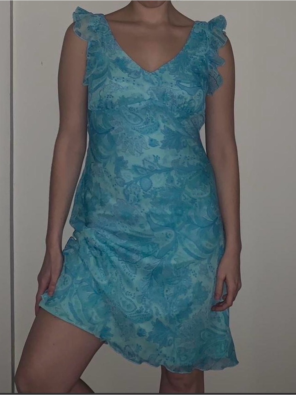 90’s Chiffon Blue Paisley Dress from DBY